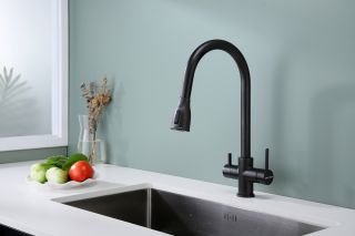 Смеситель для кухни Paulmark Lange La214212-418 чёрный металлик